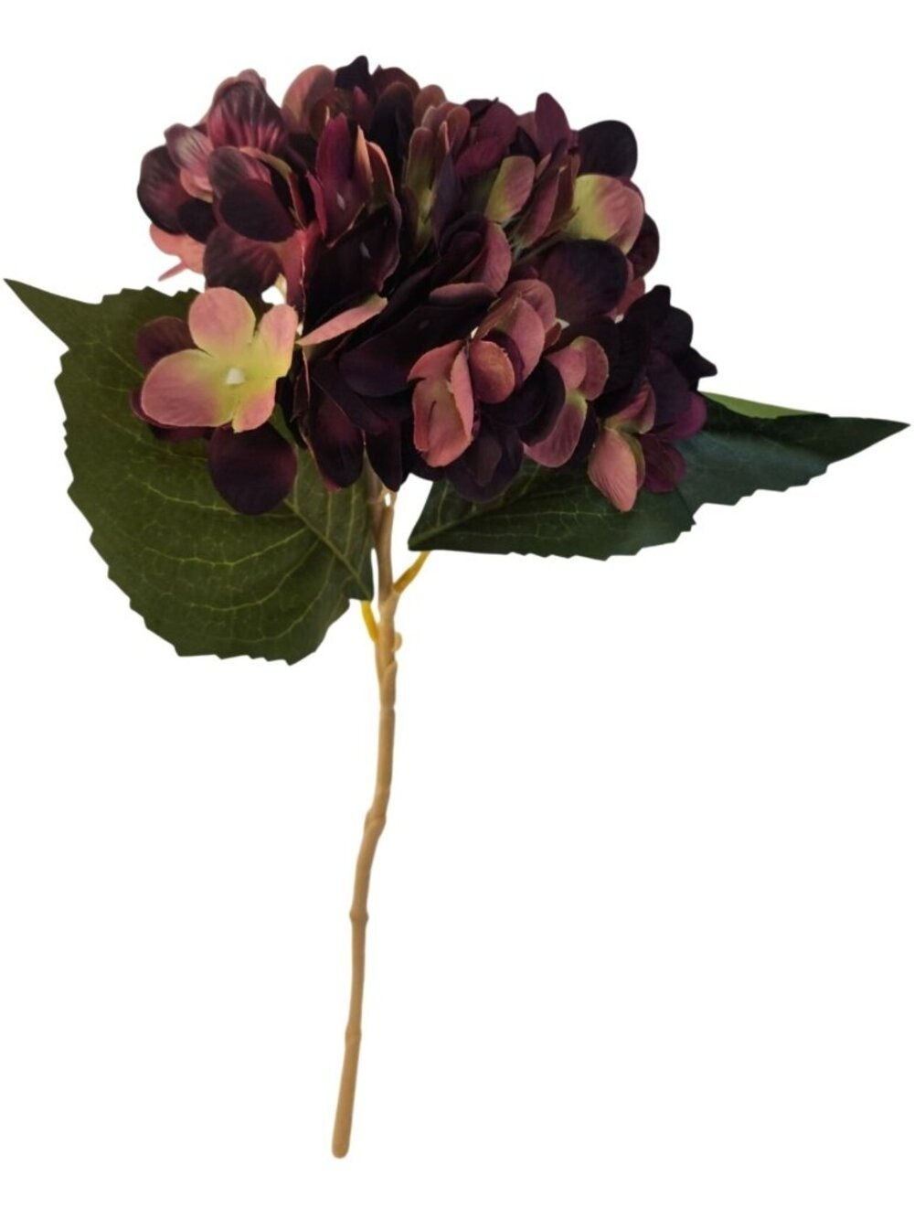 Plum Mauve Faux Hydrangea Stem 18 Inch Wedding Artificial Silk Flower Moody Deco